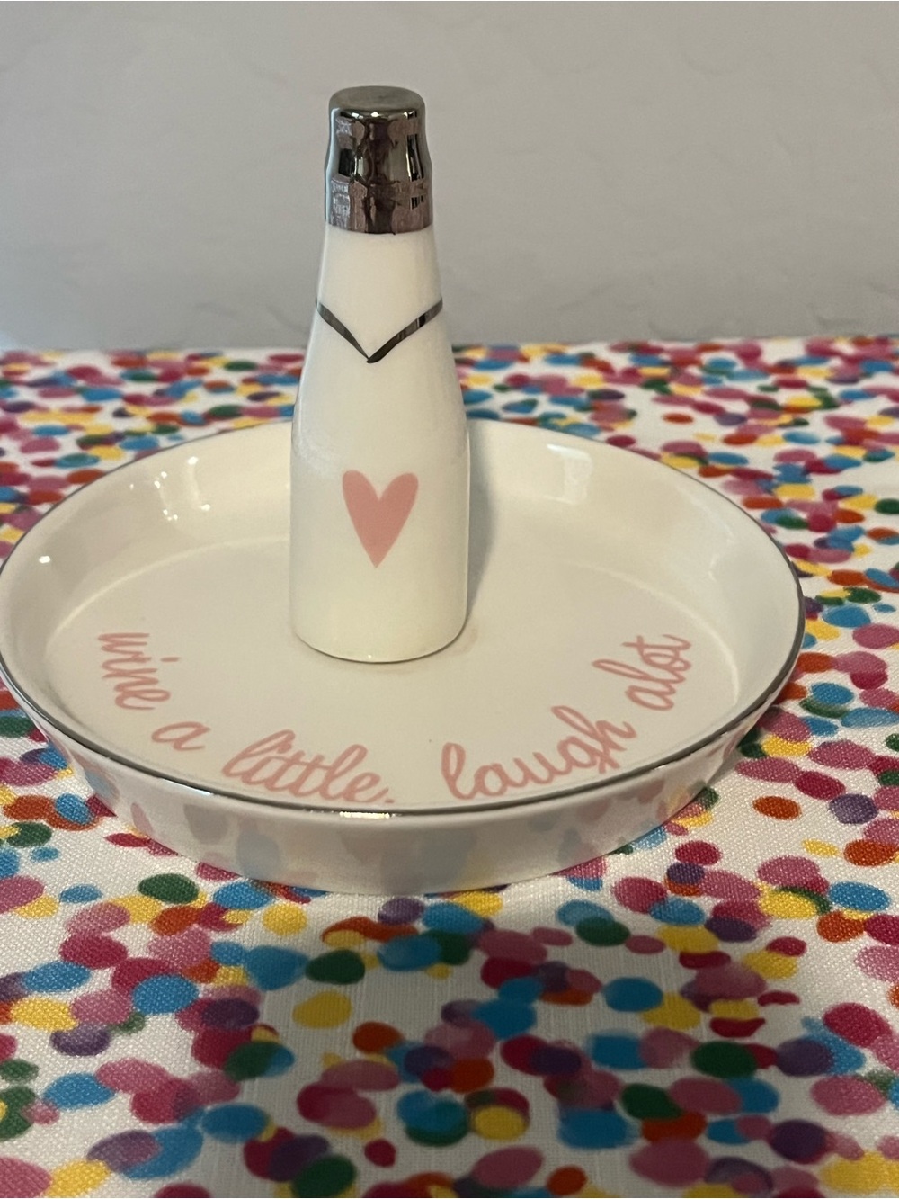 Ceramic Ring/Trinket Dish with Pink Heart